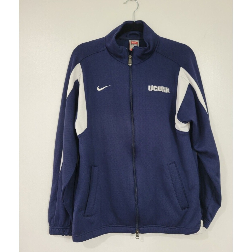 Nike UCONN Huskies Full Zip Team Jacket.  Sz Small‎   Blue with White Accent